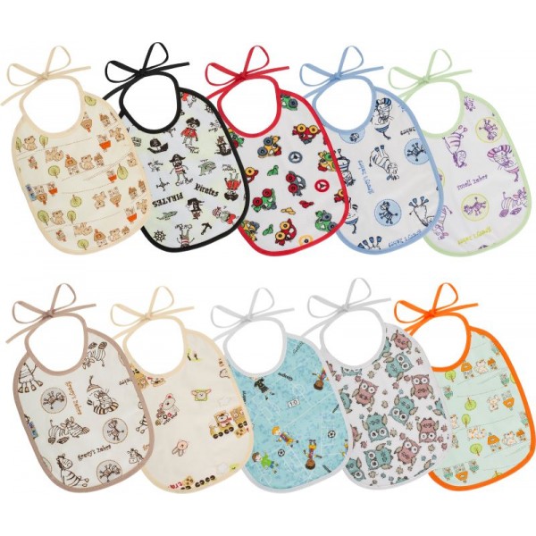 Αδιάβροχη Μεσαία Βαμβακερή Σαλιάρα με Δέσιμο