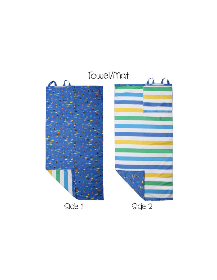 Flapjackkids Dino Backpack Kids Beach Towel Blue 145x71cm