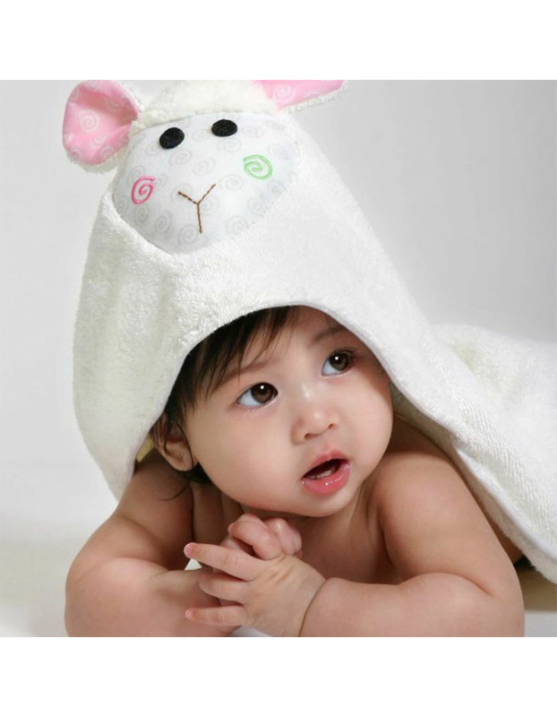 Zoocchini Hooded Baby Bath Towel  Lamb