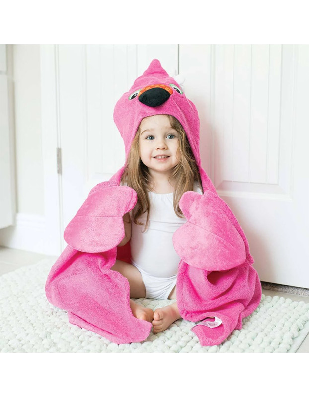 Zoocchini Hooded Baby Bath Towel  Franny the Flamingo