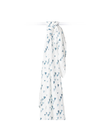 Lulujo Μουσελίνα Bamboo – Navy Triangles Swaddling Blanket  |  LJ145