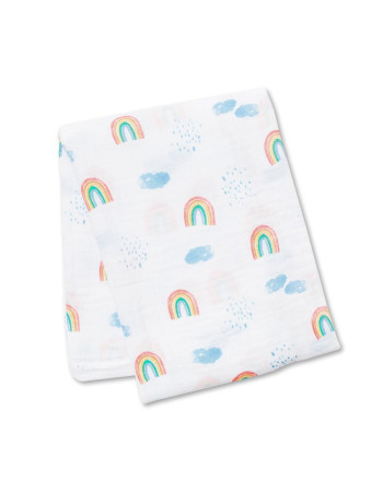 Lulujo Μουσελίνα – Rainbow Sky Swaddling Blanket