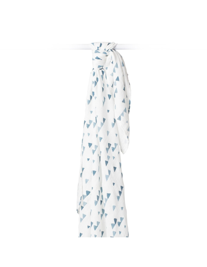 Lulujo Μουσελίνα Bamboo – Navy Triangles Swaddling Blanket