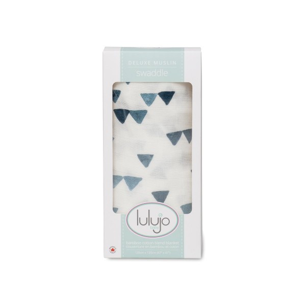 Lulujo Μουσελίνα Bamboo – Navy Triangles Swaddling Blanket