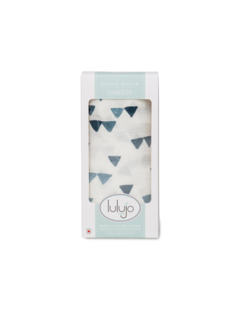 Lulujo Μουσελίνα Bamboo – Navy Triangles Swaddling Blanket  |  LJ145