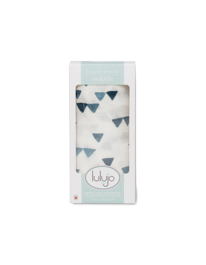 Lulujo Μουσελίνα Bamboo – Navy Triangles Swaddling Blanket