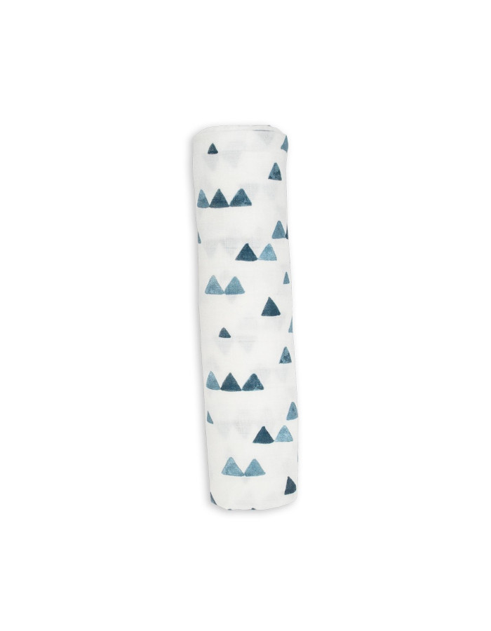 Lulujo Μουσελίνα Bamboo – Navy Triangles Swaddling Blanket
