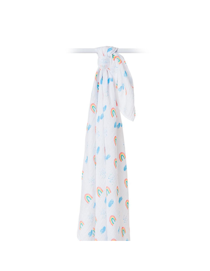 Lulujo Μουσελίνα – Rainbow Sky Swaddling Blanket