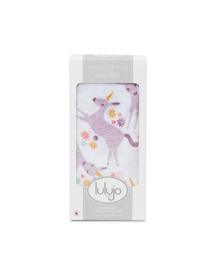 Lulujo Μουσελίνα – Modern Unicorn Swaddling Blanket