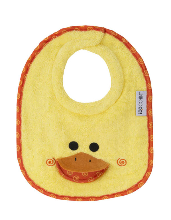Zoocchini Puddles the Duck Bib Fabric with Hoop & Loop Fastener Yellow for 6 m+