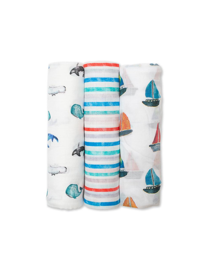Lulujo 3 Μουσελίνες Bamboo – Out At Sea Swaddling Blankets