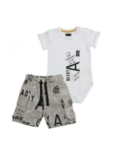 Minene Baby Set  Άσπρο-Γκρι με Black Printed - 12-18m  |  281350021412M