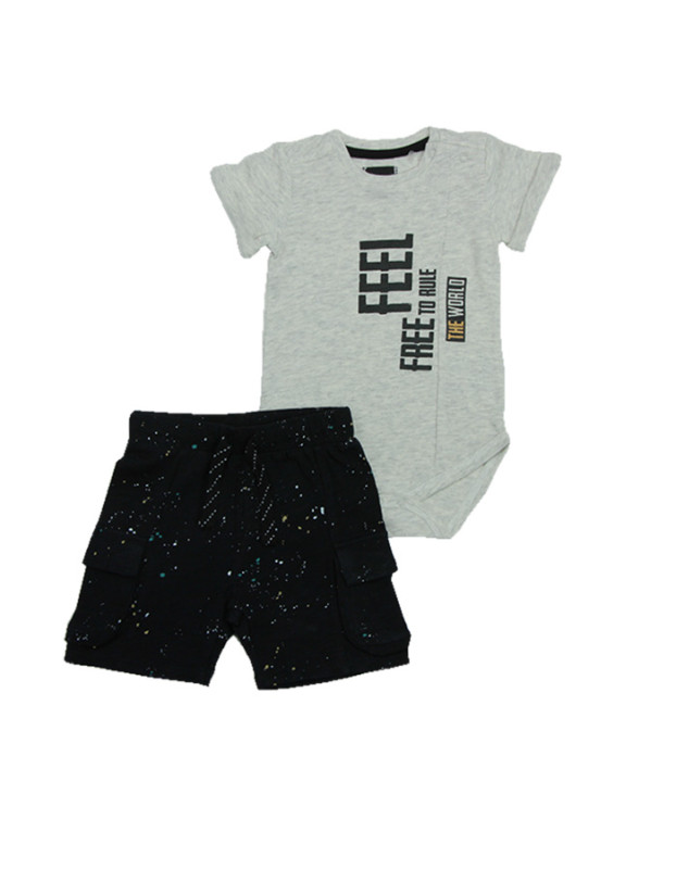 Minene Baby Set Grey Melange Printed - 9-12 μηνών  |  281350020409M