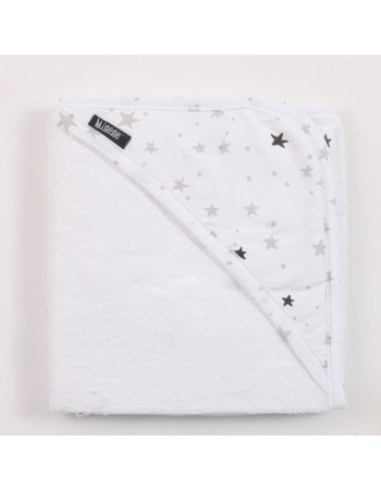 Minene Hooded Baby Bath Towel Bamboo Stars White