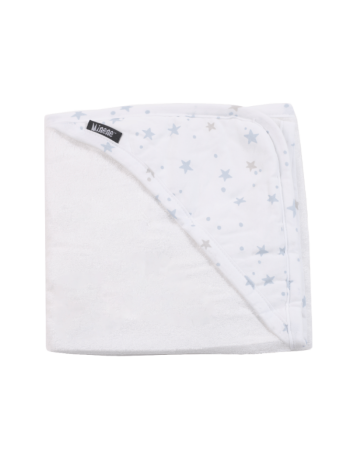 Minene Hooded Baby Bath Towel Bamboo Stars White