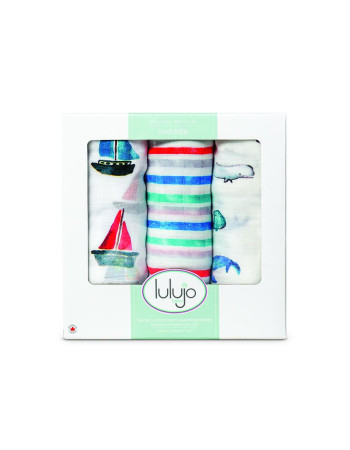 Lulujo 3 Μουσελίνες Bamboo – Out At Sea Swaddling Blankets  |  LJ136