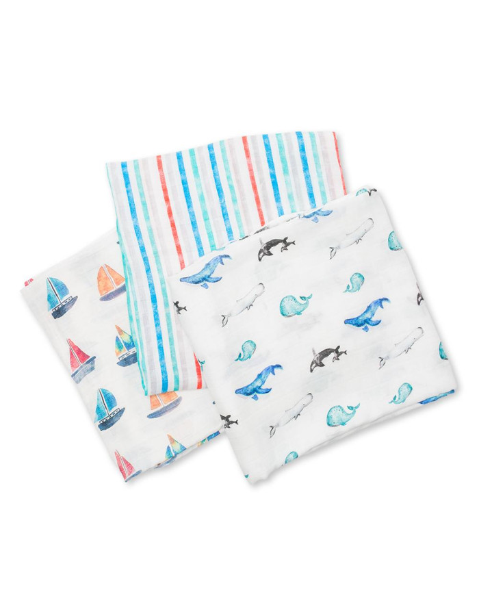 Lulujo 3 Μουσελίνες Bamboo – Out At Sea Swaddling Blankets