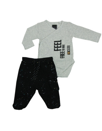 Minene Baby Set Grey Melange Printed - 9-12 μηνών  |  281350020409M