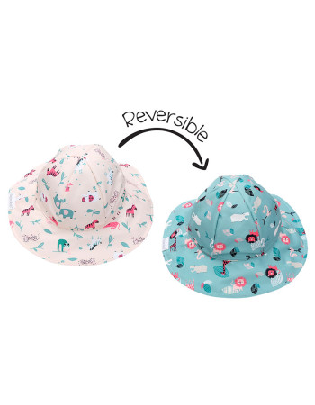 Καπέλο Διπλής Όψης UPF 50  Pink Zoo - MEDIUM 2-4 yrs  |  FJKPG524M