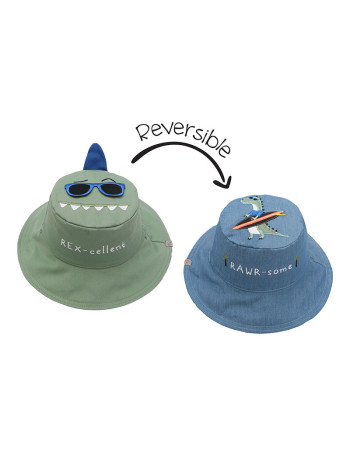 Καπέλο Διπλής Όψης UPF 50  Dino/Surf (Cotton) - LARGE 4-6 yrs  |  FJKSH828L