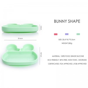 Πιάτο σιλικόνης κουνελάκι με χωρίσματα - ΡΟΖ