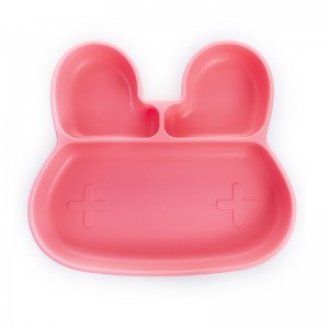 Πιάτο σιλικόνης κουνελάκι με χωρίσματα - ΡΟΖ