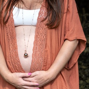 ProudMama Bola Olivia Rose Gold Chain Πράσινος Αχάτης