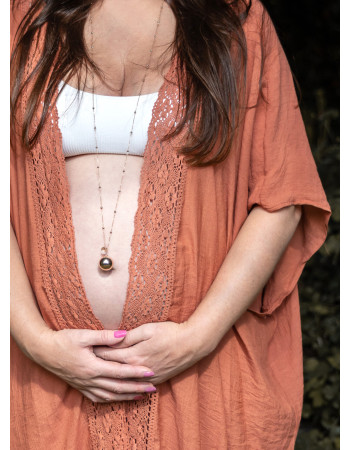 ProudMama Bola Olivia Rose Gold Chain Πράσινος Αχάτης