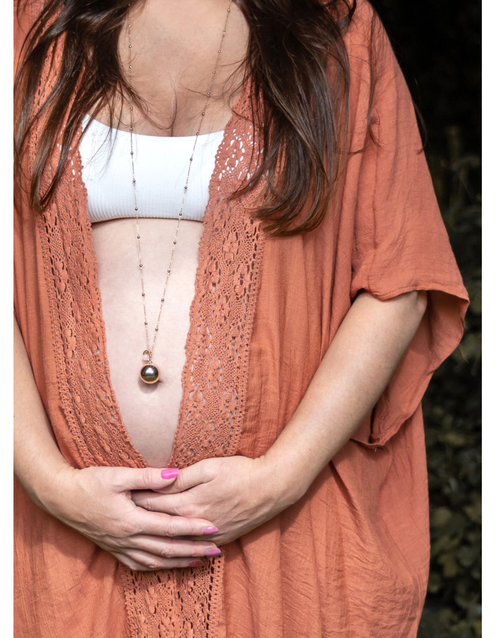 ProudMama Bola Olivia Rose Gold Chain Πράσινος Αχάτης