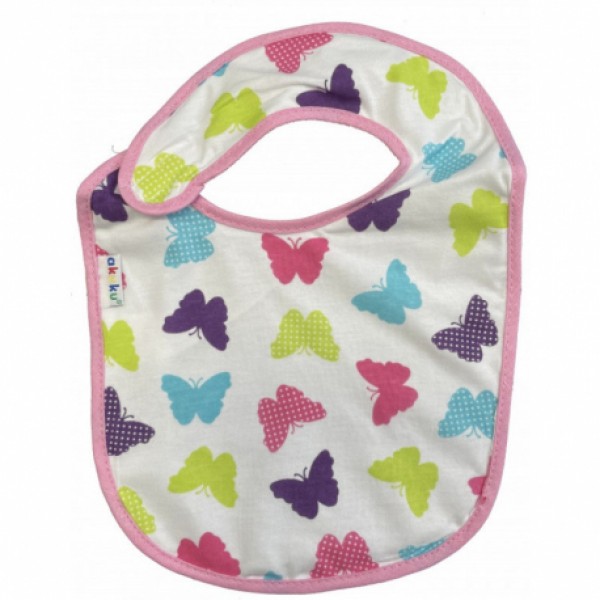 Αδιάβροχη Βαμβακερή Σαλιάρα με Velcro - Πεταλούδες