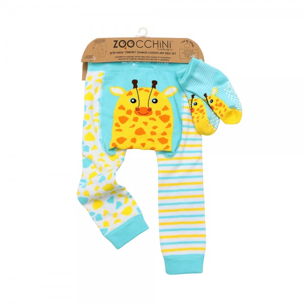 Grip Easy Crawler Pants & Socks Set – Giraffe - 6-12m