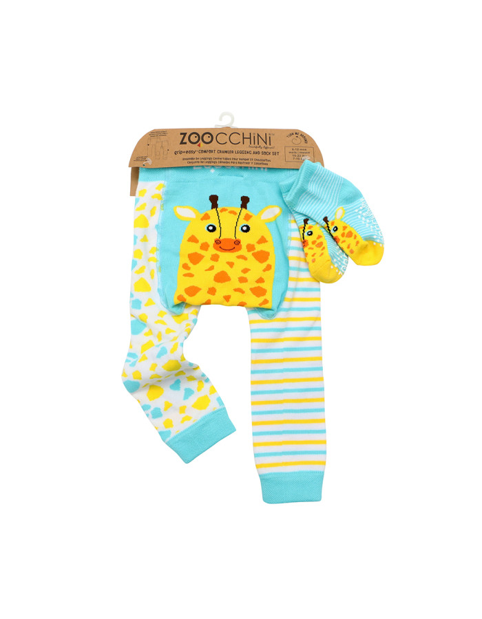 Grip Easy Crawler Pants & Socks Set – Giraffe - 12-18m