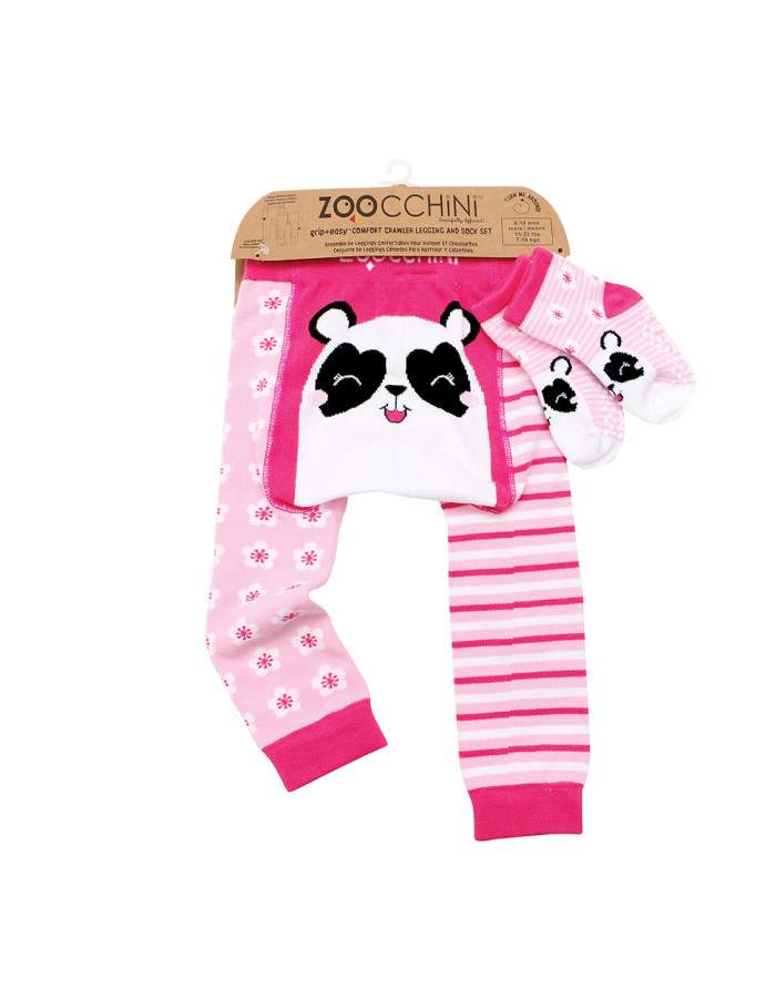 Grip Easy Crawler Pants & Socks Set – Panda - 12-18m