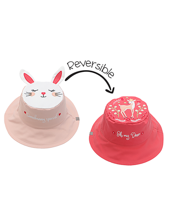 Flapjackkids Kids' Hat Bucket Fabric Sunscreen Bunny / Deer Pink