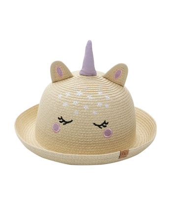 FlapJackKids Ψάθινο Καπέλο UPF 50  – Unicorn - LARGE 4-6 yrs  |  FJKST844L