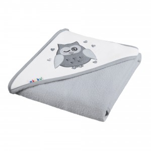 Βρεφική Πετσέτα Με Κουκούλα Κουκουβάγια Γκρι 100×100