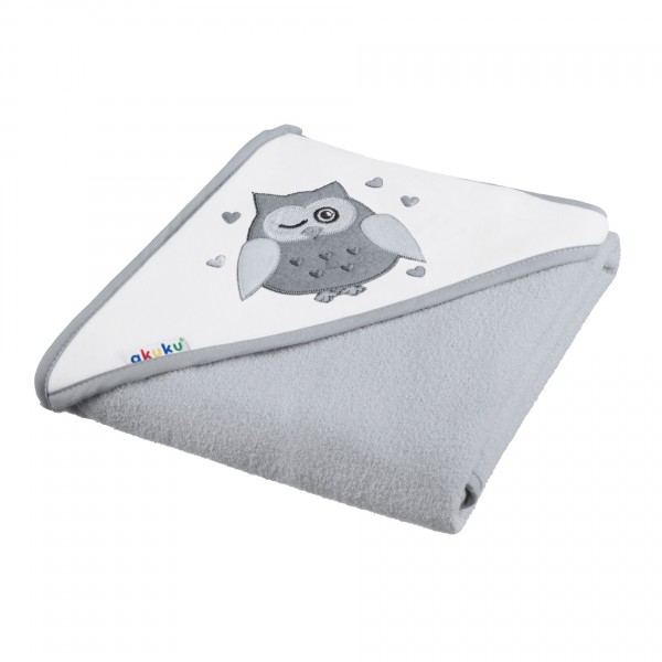 Βρεφική Πετσέτα Με Κουκούλα Κουκουβάγια Γκρι 100×100