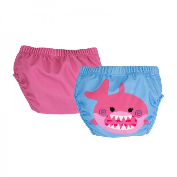 Zoocchini Μαγιώ Πάνα (2pcs Σετ) – Pink Shark - 12-24m