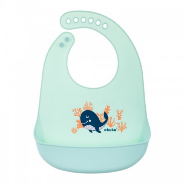 Σαλιάρα Σιλικόνης Με Τσεπάκι Φάλαινα