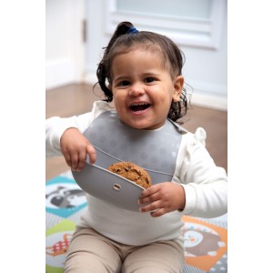 bbluv Poket – Ποδιά Σιλικόνης - Aqua/Grey