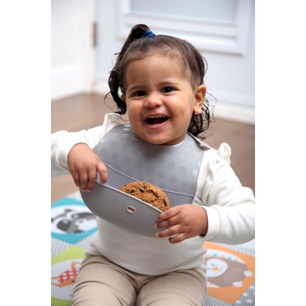 bbluv Poket – Ποδιά Σιλικόνης - Aqua/Grey