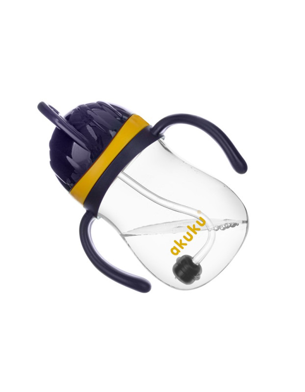 Akuku Baby Cup with Handles and Straw made of Plastic Yellow 280ml