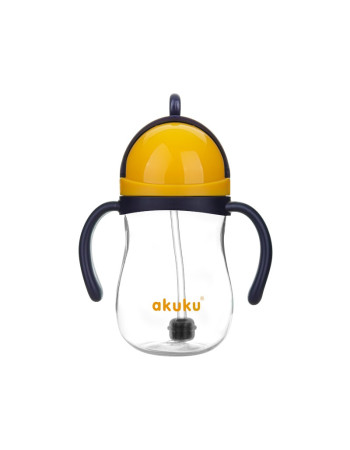Akuku Baby Cup with Handles and Straw made of Plastic Yellow 280ml