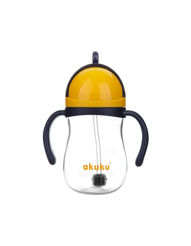 Akuku Baby Cup with Handles and Straw made of Plastic Yellow 280ml