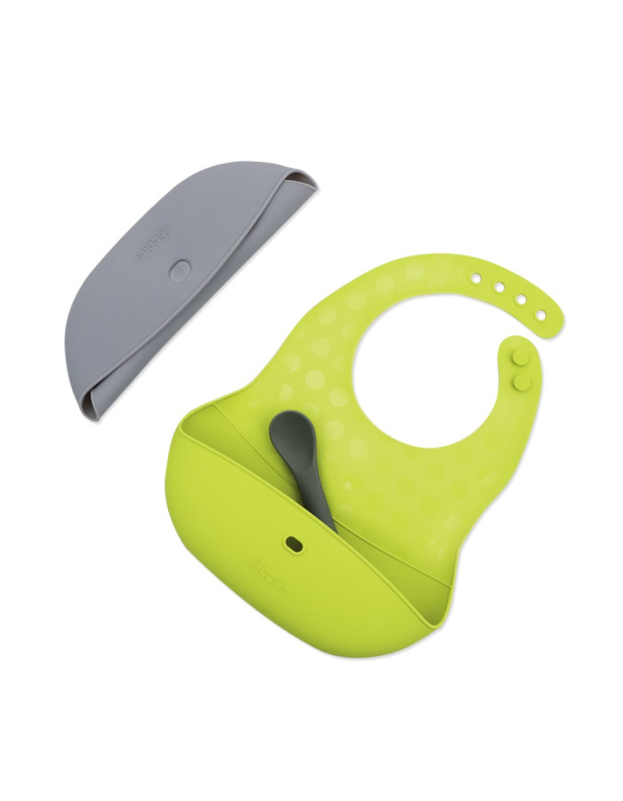 bbluv Poket – Ποδιά Σιλικόνης - Lime/Grey