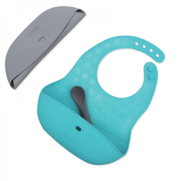 bbluv Poket – Ποδιά Σιλικόνης - Aqua/Grey