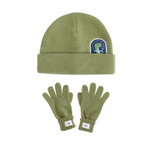 FlapjackKids σετ πλεκτό σκουφάκι και γαντάκια – Dino – Large  (4-6 ετών)