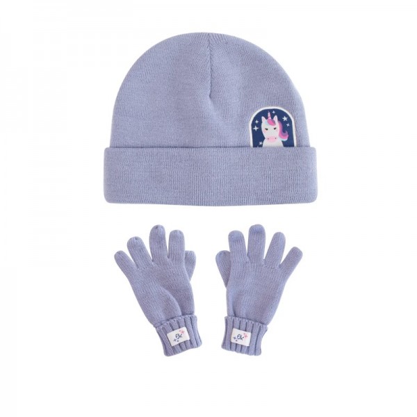 FlapjackKids σετ πλεκτό σκουφάκι και γαντάκια – Unicorn – Large  (4-6 ετών)