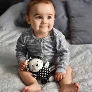 Λούτρινο Κρεμαστό Αρκουδάκι Black/White