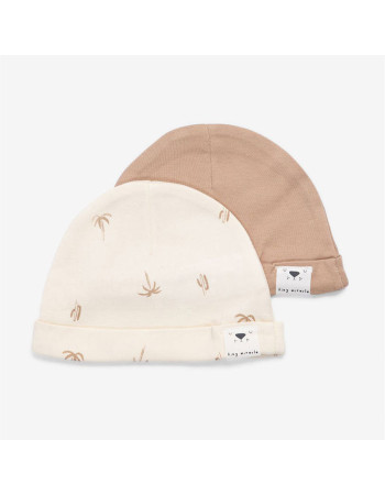 Minene Duo Pack Newborn Hats Palmtrees/Brown (0-3)  |  221300042300M